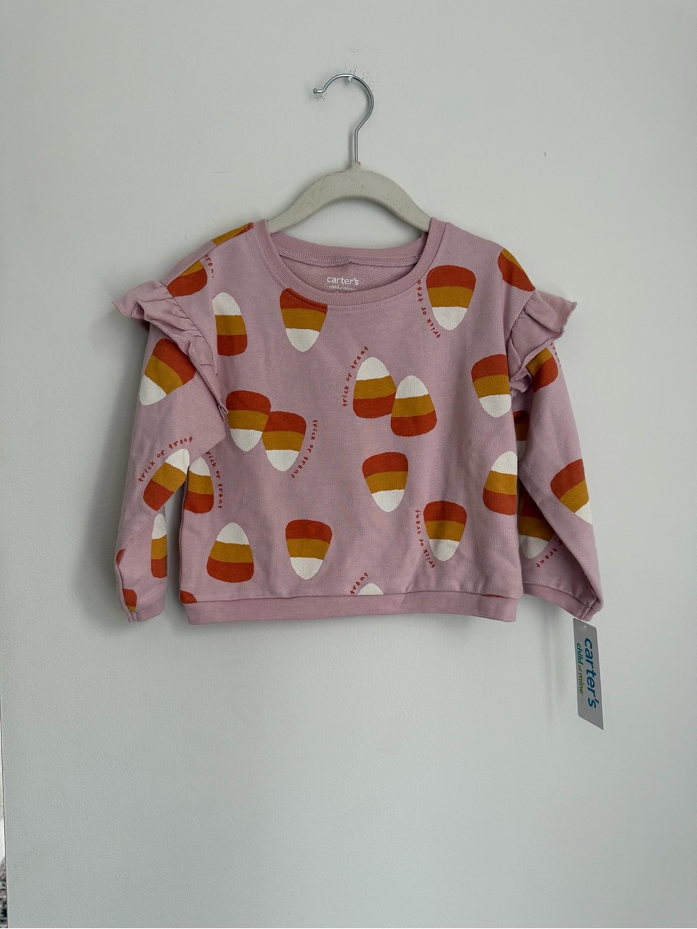 Carter's Pink Candy Corn Ruffle Long-Sleeve Top (Size 24m)